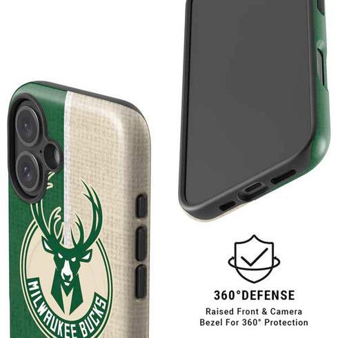 NBA Milwaukee Bucks Split Canvas iPhone 16 Plus Magsafe Impact Case